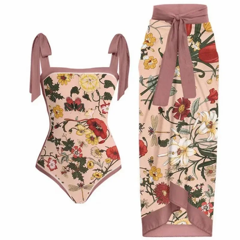 Printed Wrap Skirt - Fashion Women Cover Swimsuit Retro Print