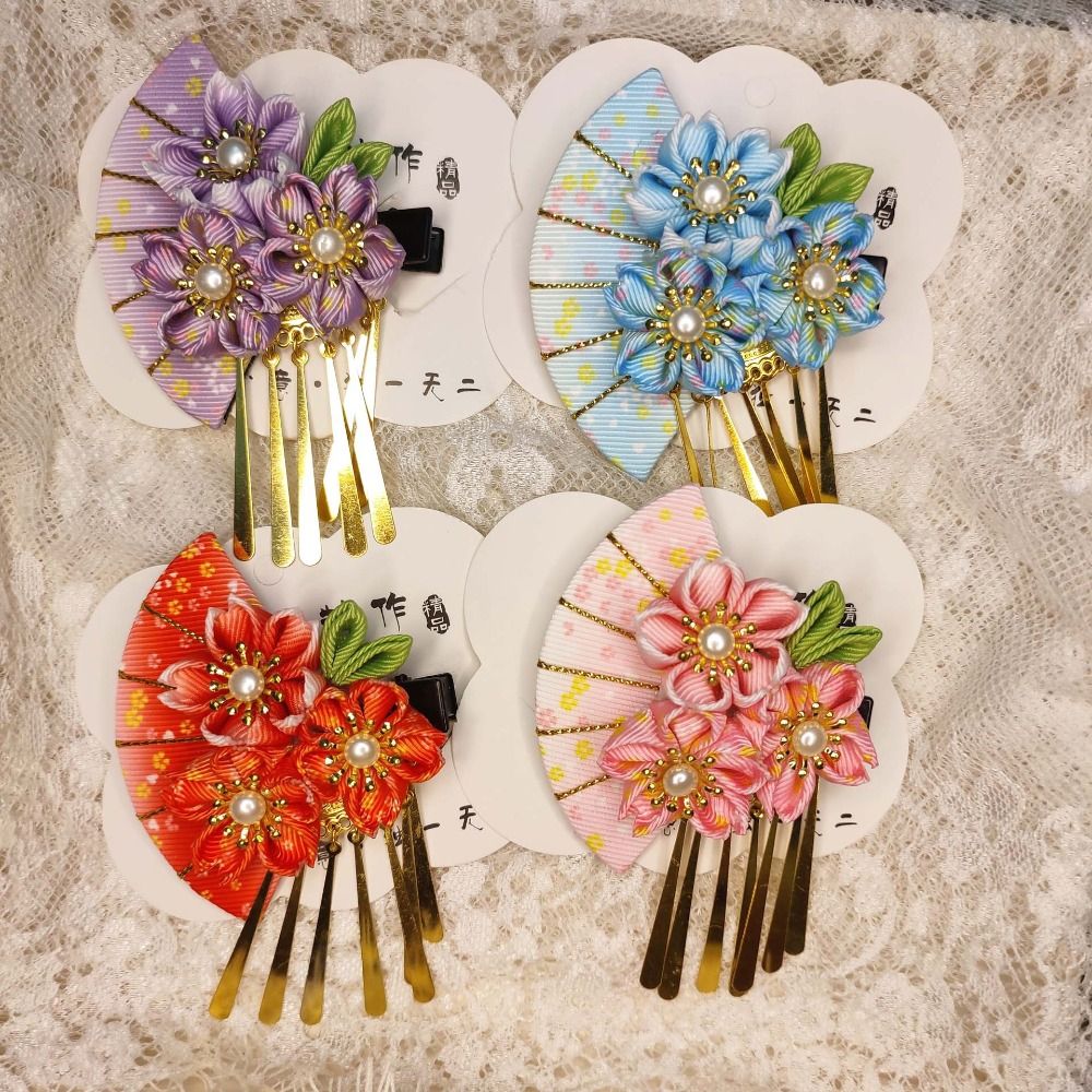 Women'S Fashion Kimono - Cute Tassels Tassel Fan Hairpin Flower