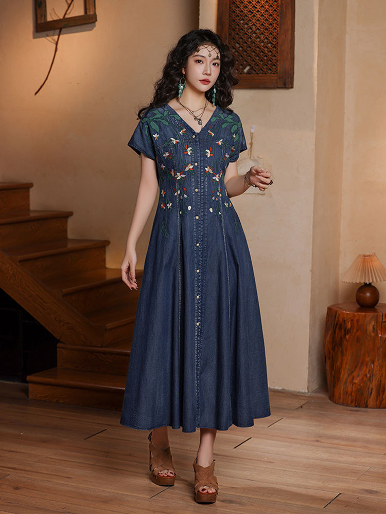 Denim Shorts Women - TIYIHAILEY Women Denim Dresses Long Mid-Calf