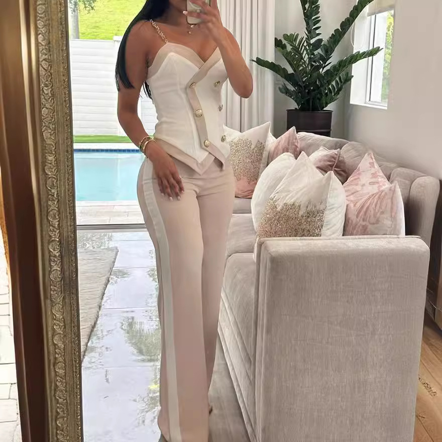 Women Side Striped Work Suit S - огляд і ціна Lace Trim Cami