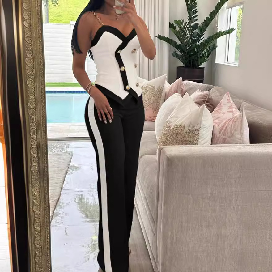 Women Side Striped Work Suit S - огляд і ціна Lace Trim Cami