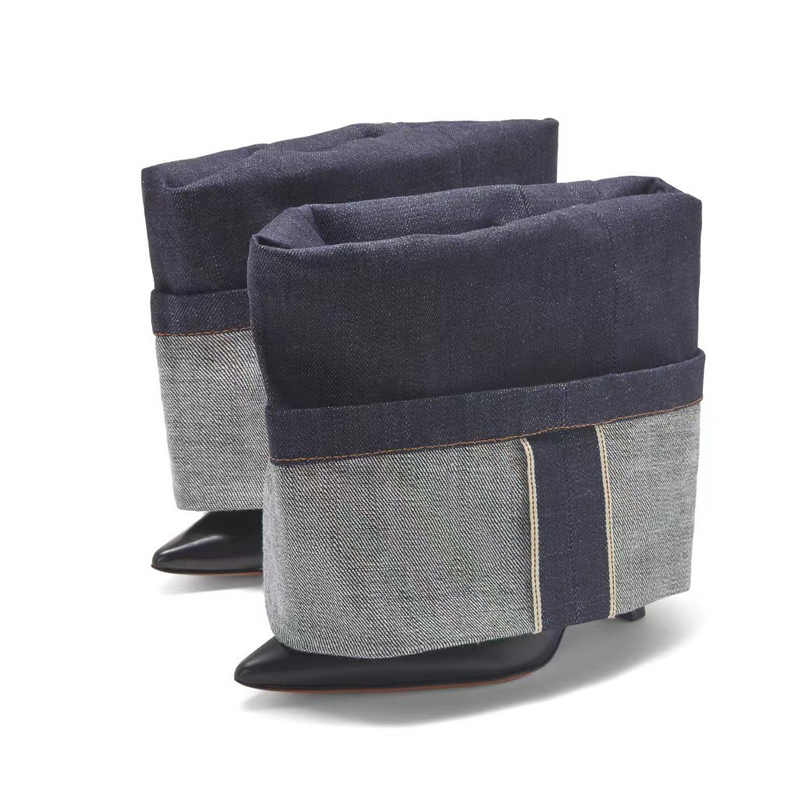 Two Tone Denim Fold Over Slip- - огляд і ціна Women Fashion Jeans