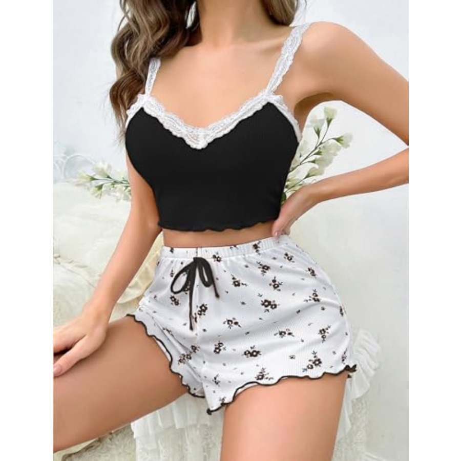 Girece Sexy Pajama Set for Wom - огляд і ціна Lace Trim Cami