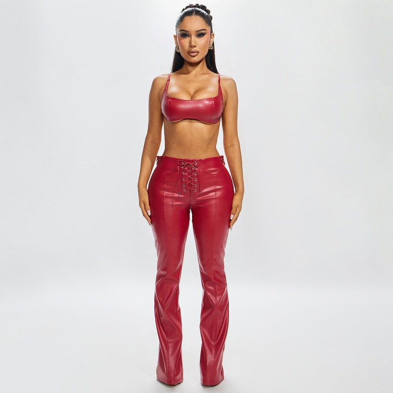 Women Fashion PU Leather 2 Pie - огляд і ціна Lace Trim Cami