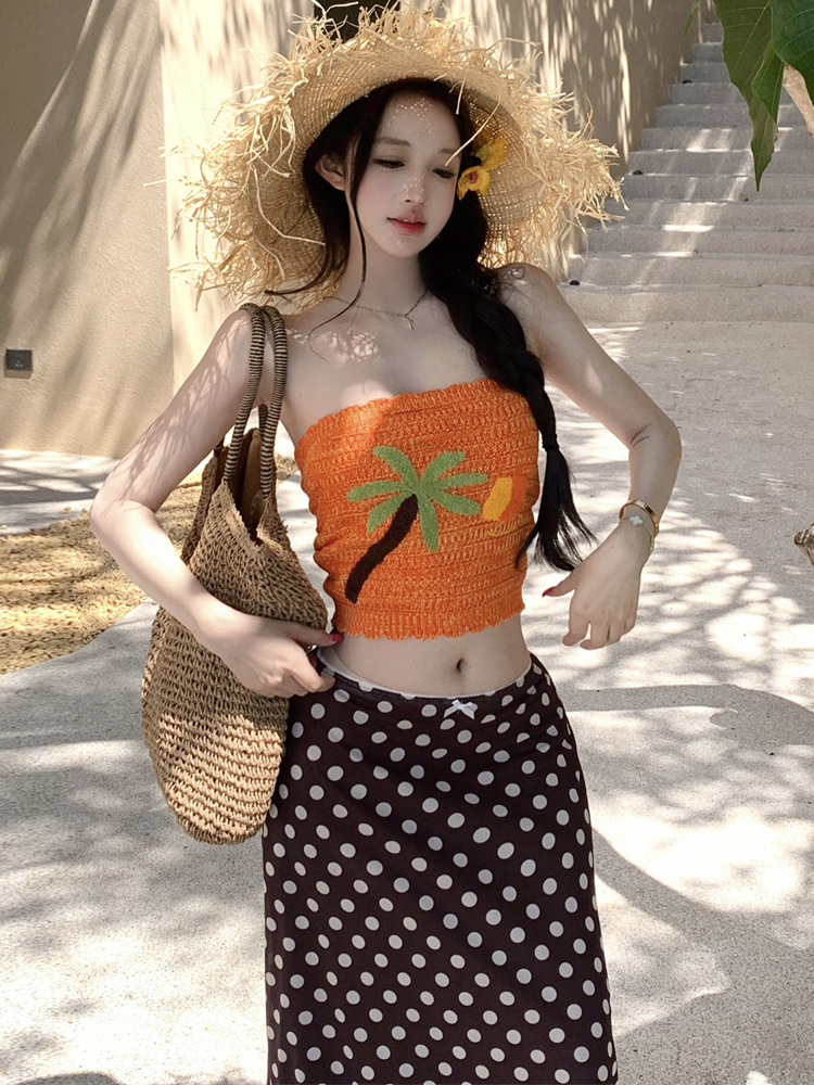 Beach Vacation Style Polka Dot - огляд і ціна Printed Wrap Skirt