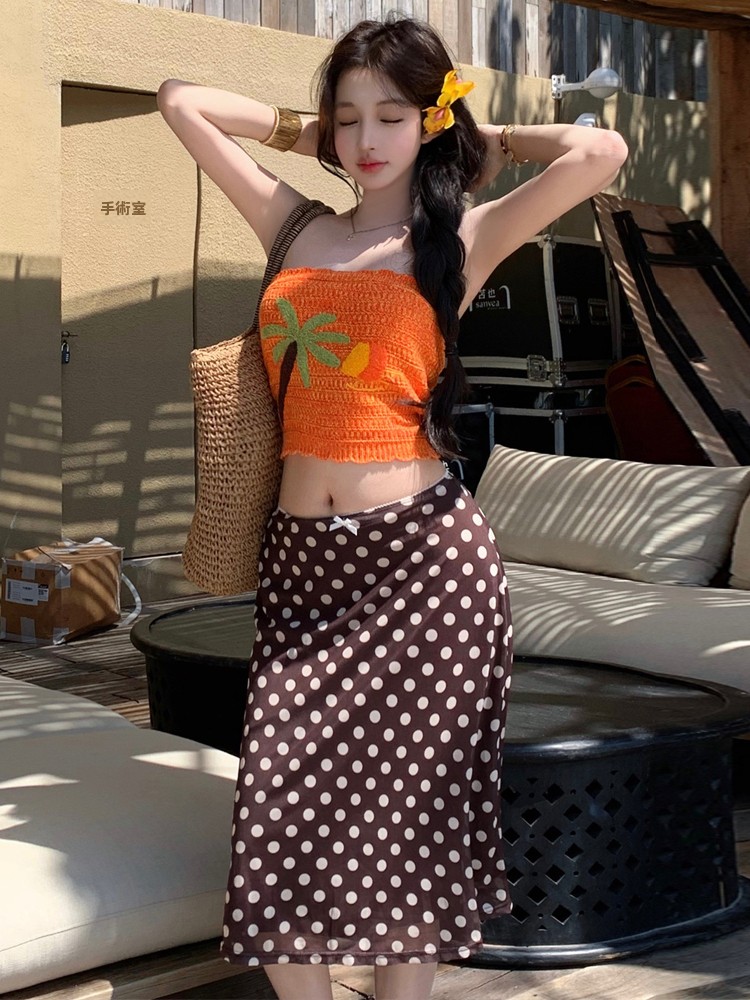 Beach Vacation Style Polka Dot - огляд і ціна Printed Wrap Skirt