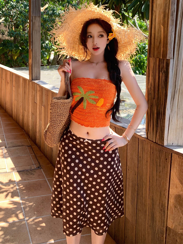 Beach Vacation Style Polka Dot - огляд і ціна Printed Wrap Skirt