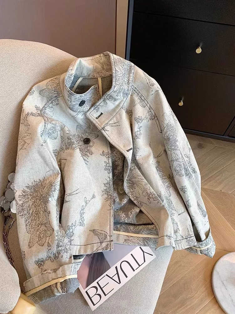 Women Light Grey Print Denim J - огляд і ціна Women'S Fashion In The 90S