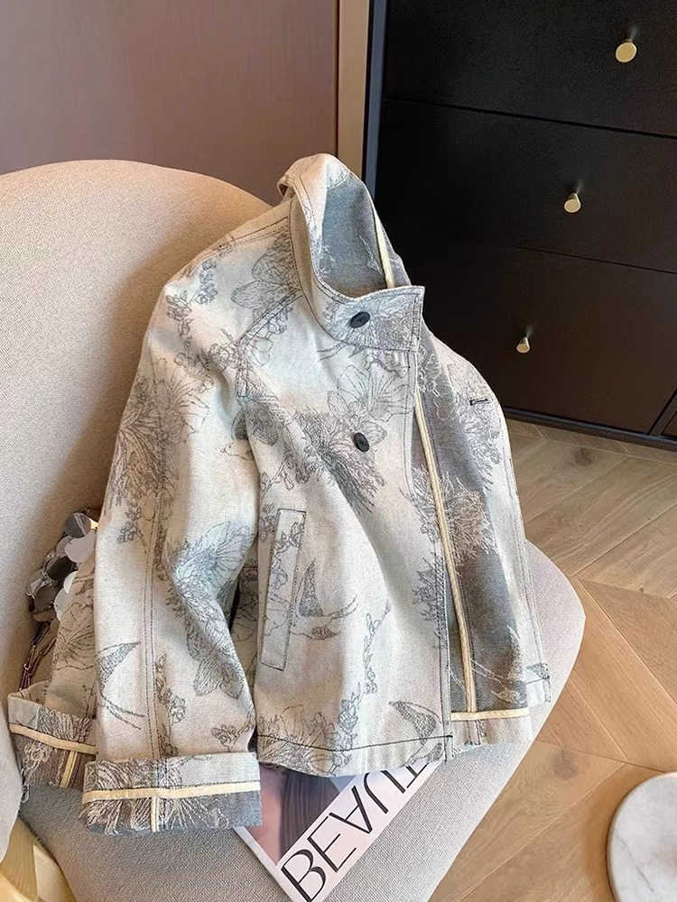 Women Light Grey Print Denim J - огляд і ціна Women'S Fashion In The 90S