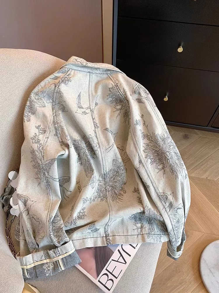 Women Light Grey Print Denim J - огляд і ціна Women'S Fashion In The 90S