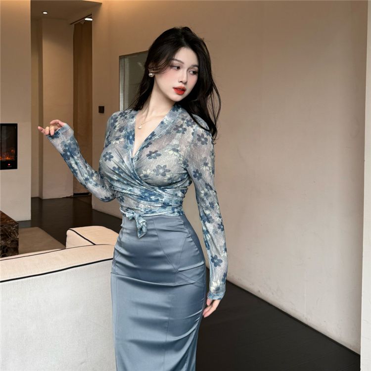 Women Clothing Suit Big Size F - огляд і ціна Printed Wrap Skirt