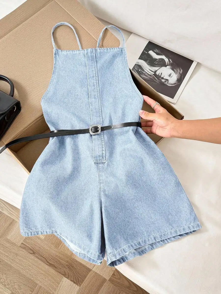 Womens Casual Loose Denim Bib  - огляд і ціна Denim Shorts Women