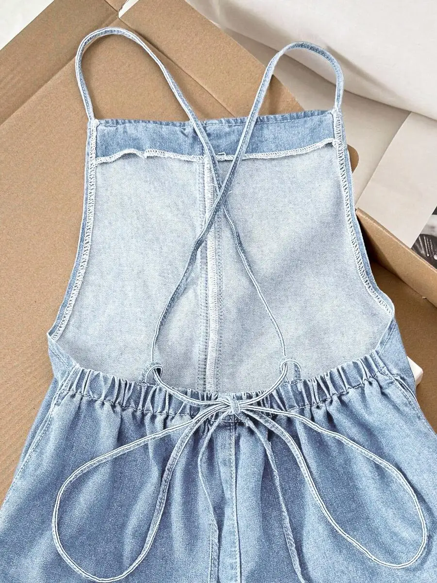 Womens Casual Loose Denim Bib  - огляд і ціна Denim Shorts Women