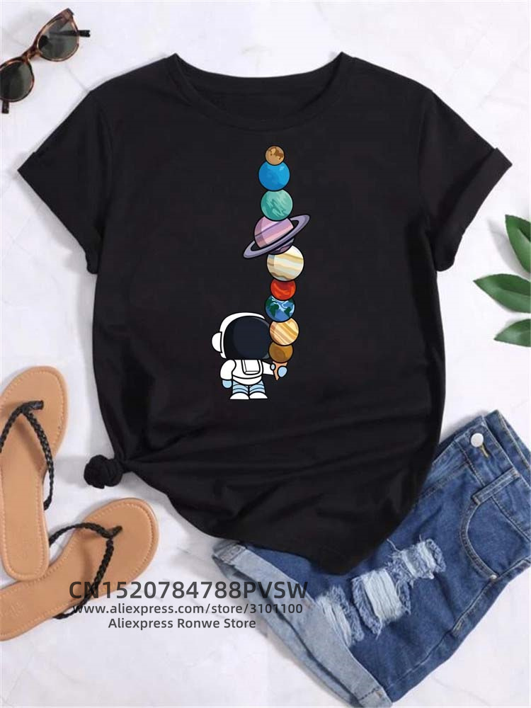 Moon Space Planet Print Tee Sh - огляд і ціна Women'S Fashion In The 90S