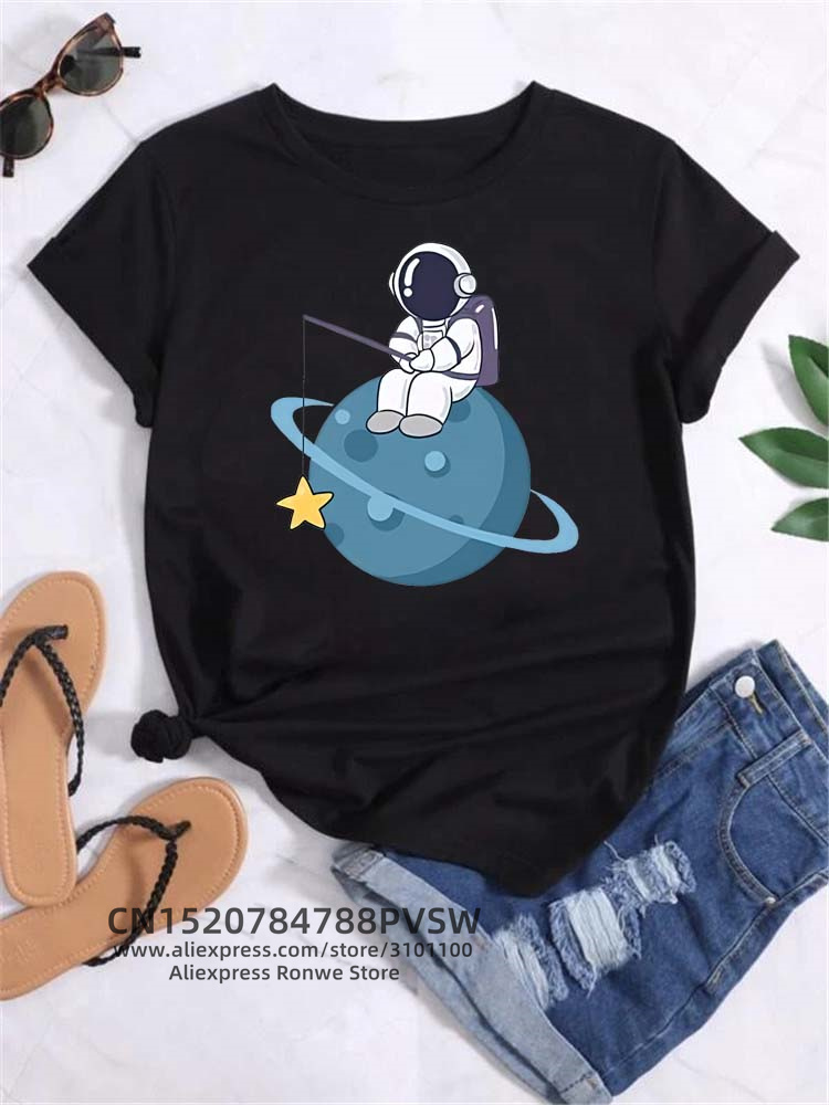 Moon Space Planet Print Tee Sh - огляд і ціна Women'S Fashion In The 90S