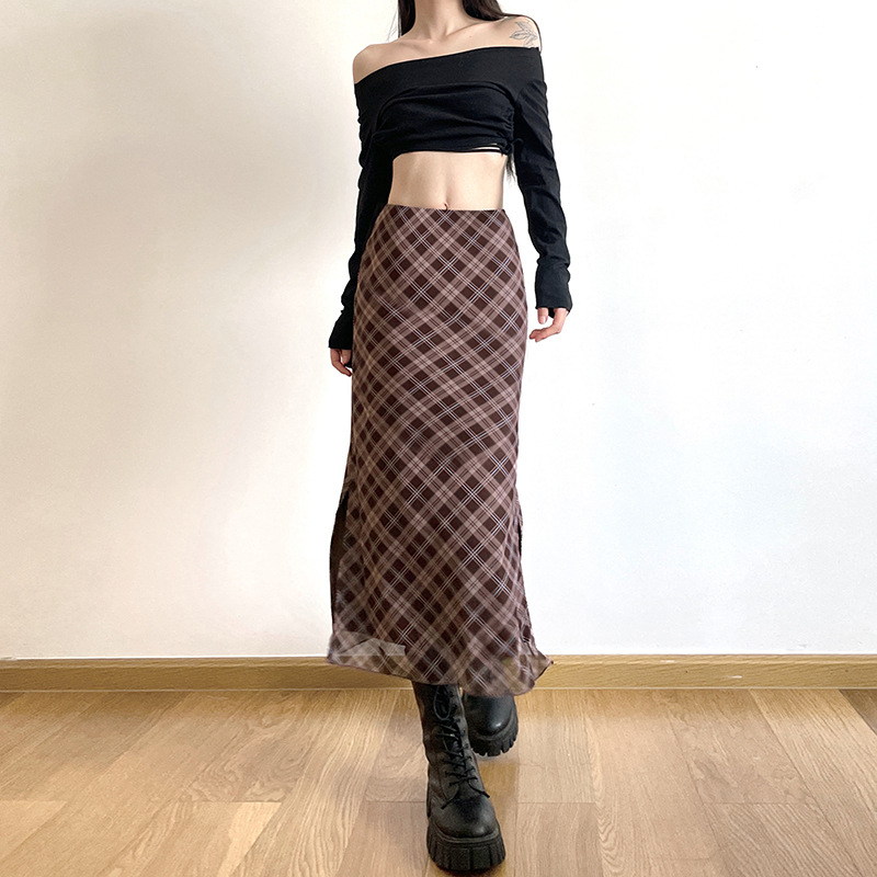 Women Spring Autumn Plaid Prin - огляд і ціна Printed Wrap Skirt